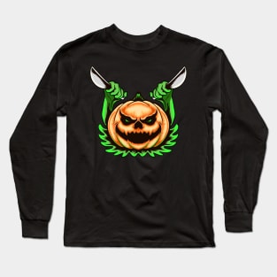 Scary Pumpkin halloween Knife Long Sleeve T-Shirt